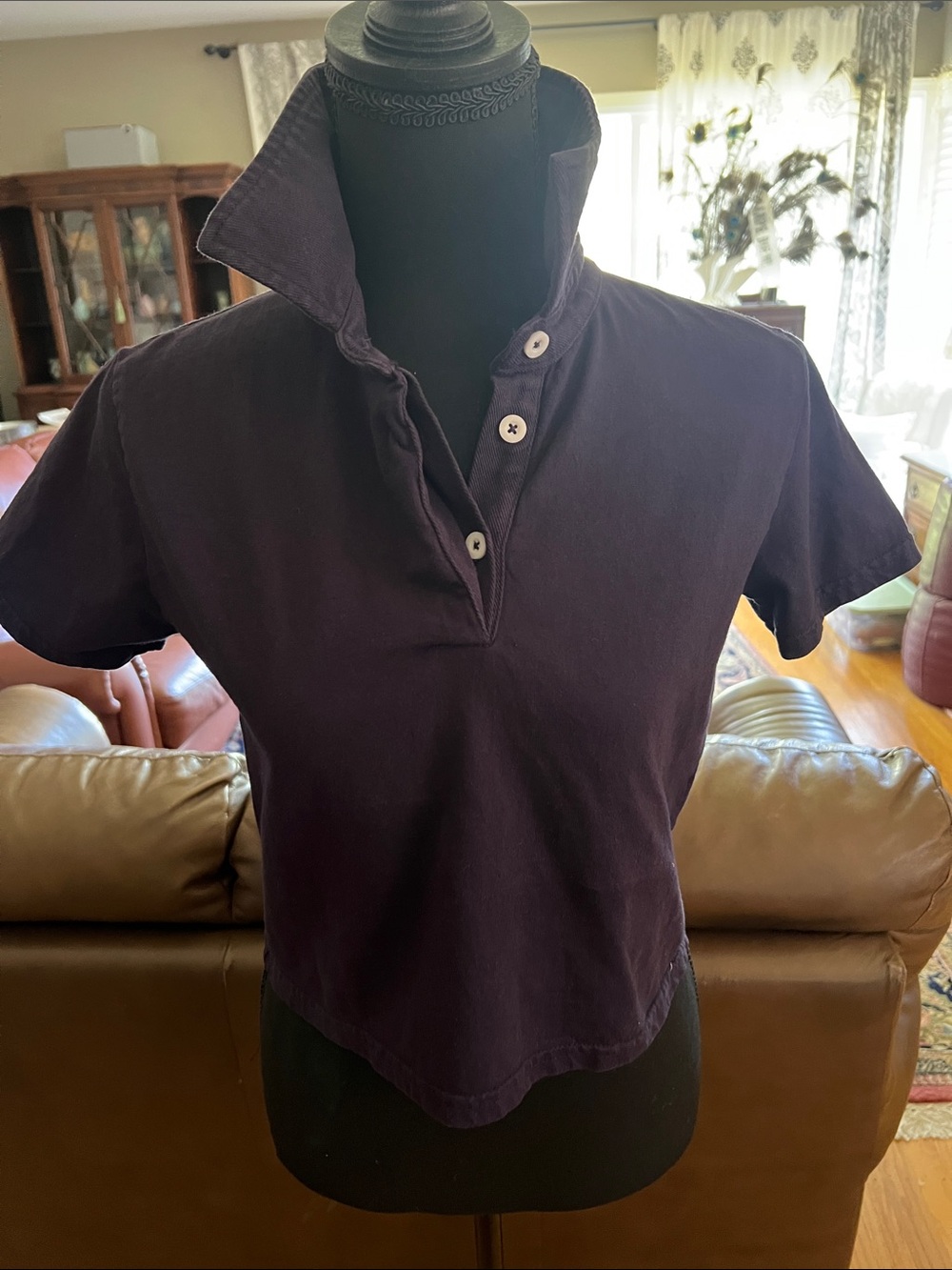 Cropped Button Polo Top